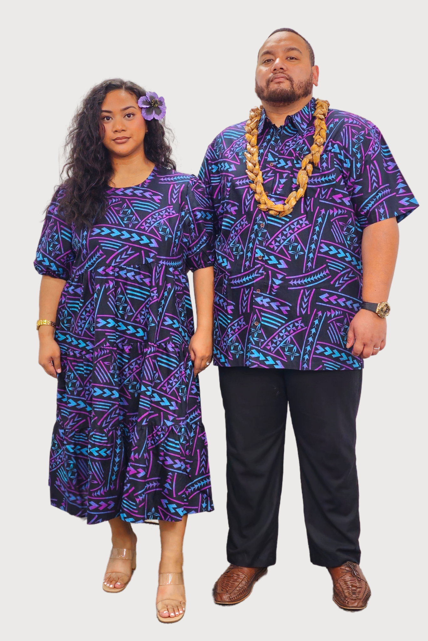DIANA DRESS - HIGH WAIST DRESS - BLACK & PURPLE