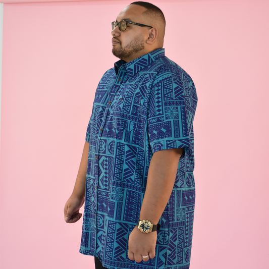 Aqua Blue Collared Men Shirt