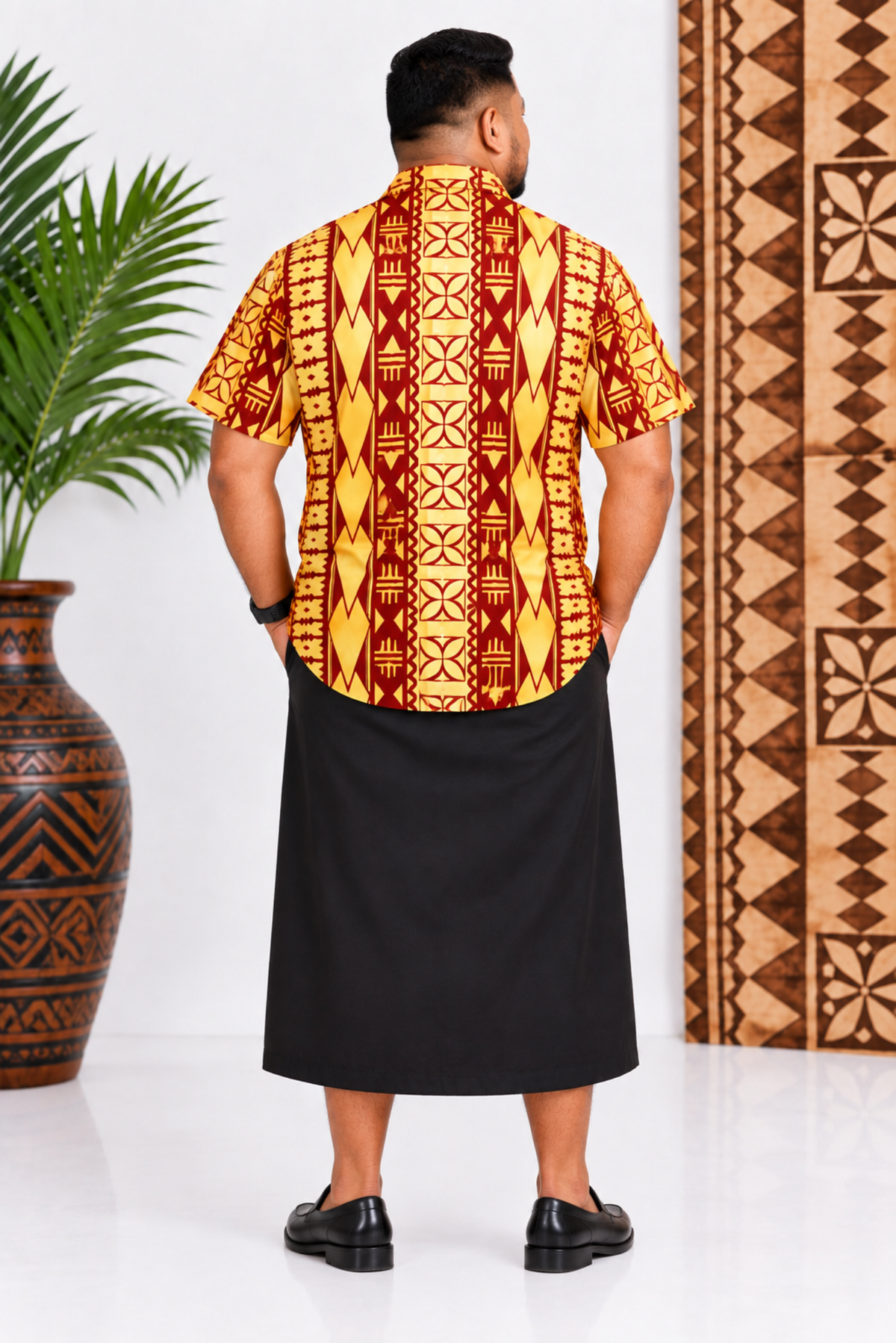 (PRE-ORDER) MENS COLLARED SHIRT - GOLD & MAROON