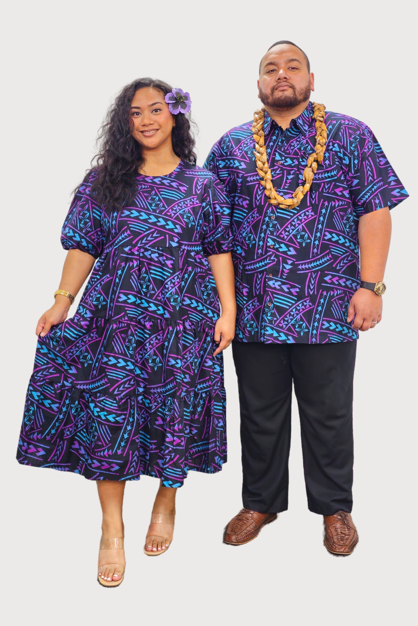 DIANA DRESS - HIGH WAIST DRESS - BLACK & PURPLE