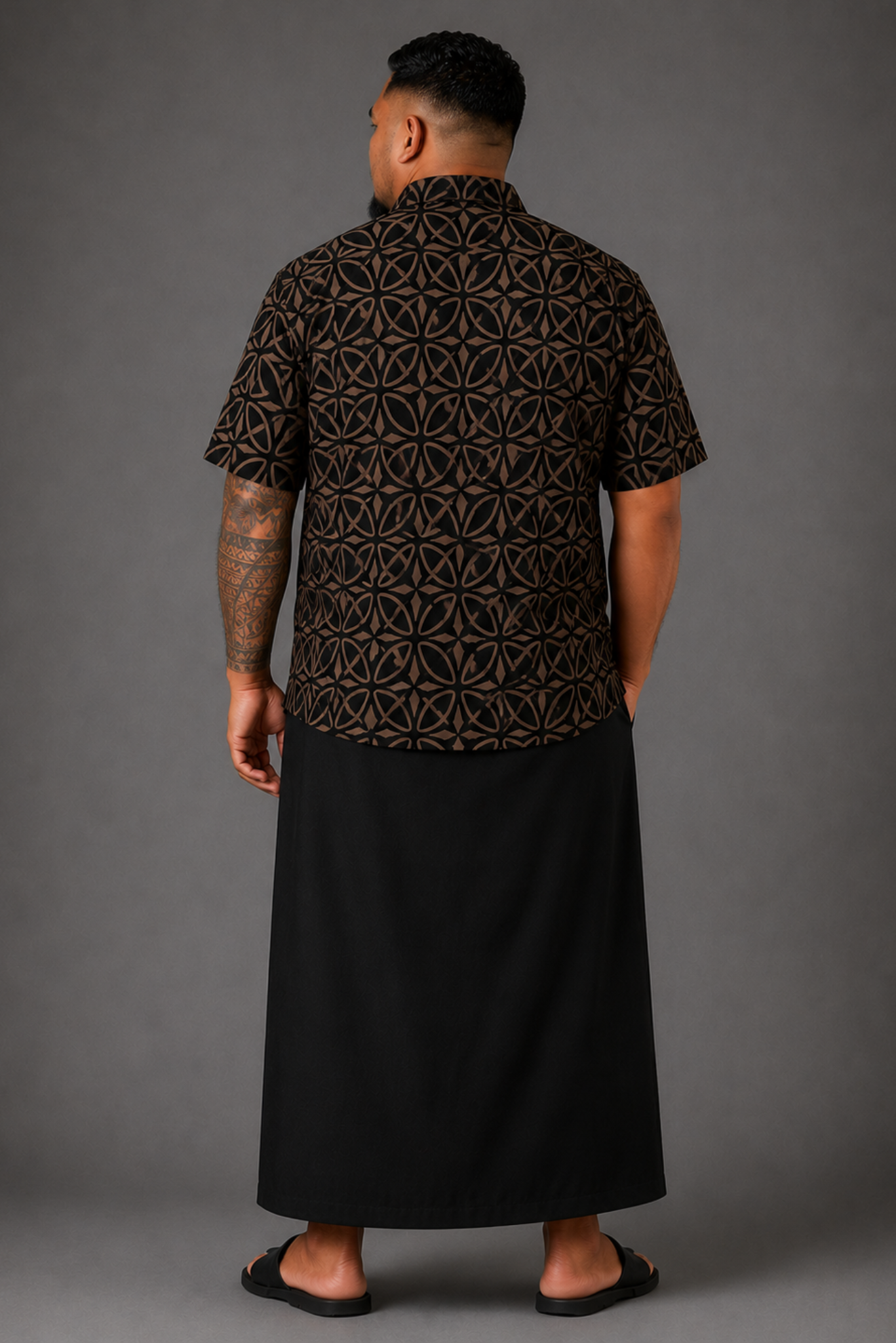 (PRE-ORDER) MENS COLLARED SHIRT - BROWN & BLACK