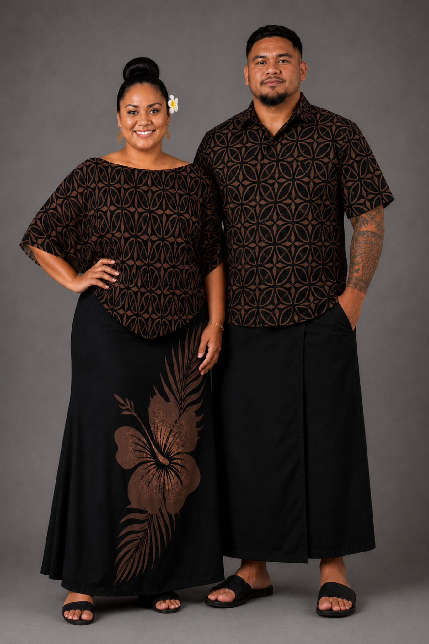 (PRE-ORDER) CAPE MAXI DRESS - BROWN & BLACK FLORAL