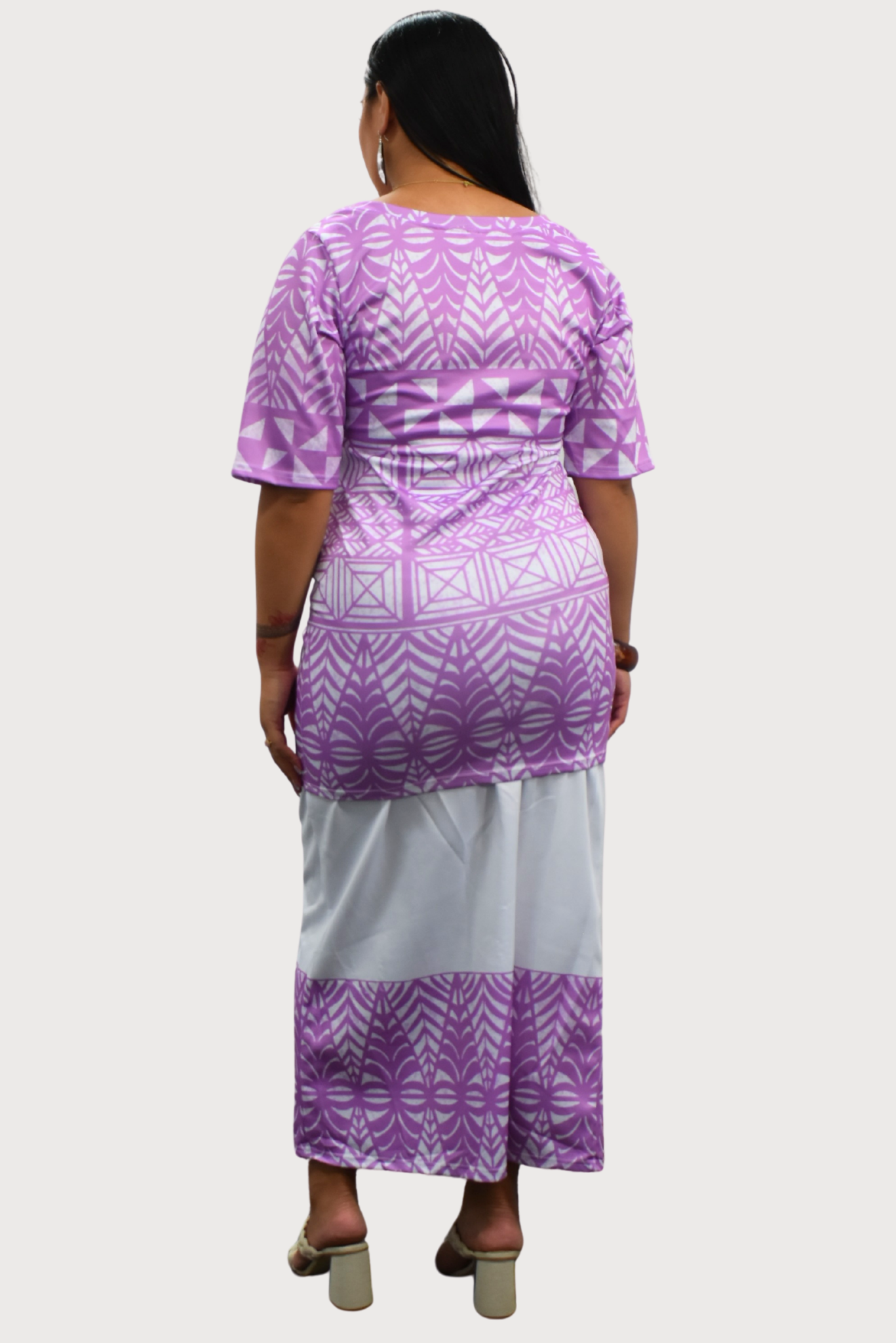 TALIA PULETASI - ROUND NECK PULETASI - TWO PIECE OUTFIT - PURPLE & WHITE