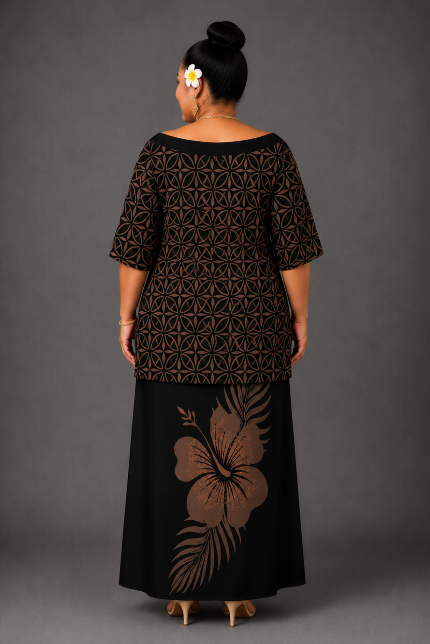 (PRE-ORDER) V-NECK PULETASI - BROWN & BLACK FLORAL