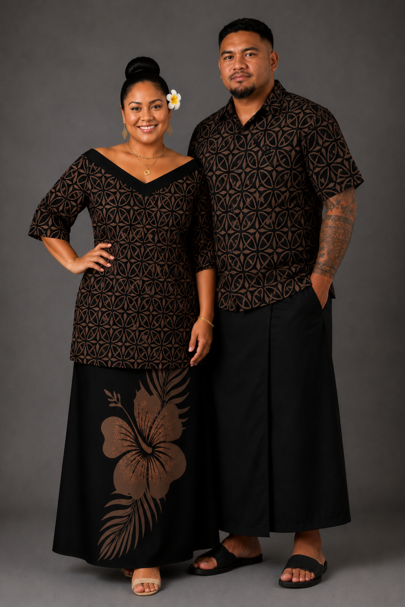 (PRE-ORDER) V-NECK PULETASI - BROWN & BLACK FLORAL