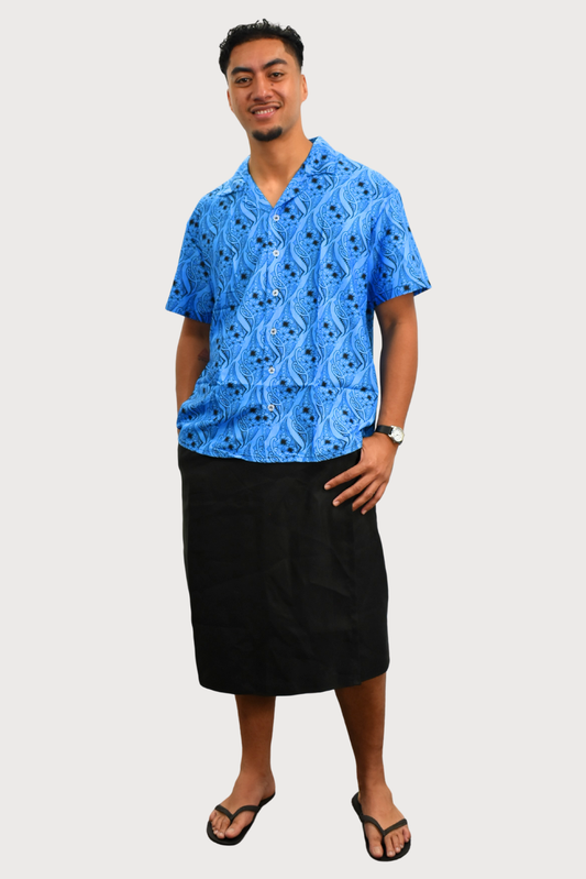 KASI SHIRT - COLLARED BUTTON UP - BLUE & BLACK