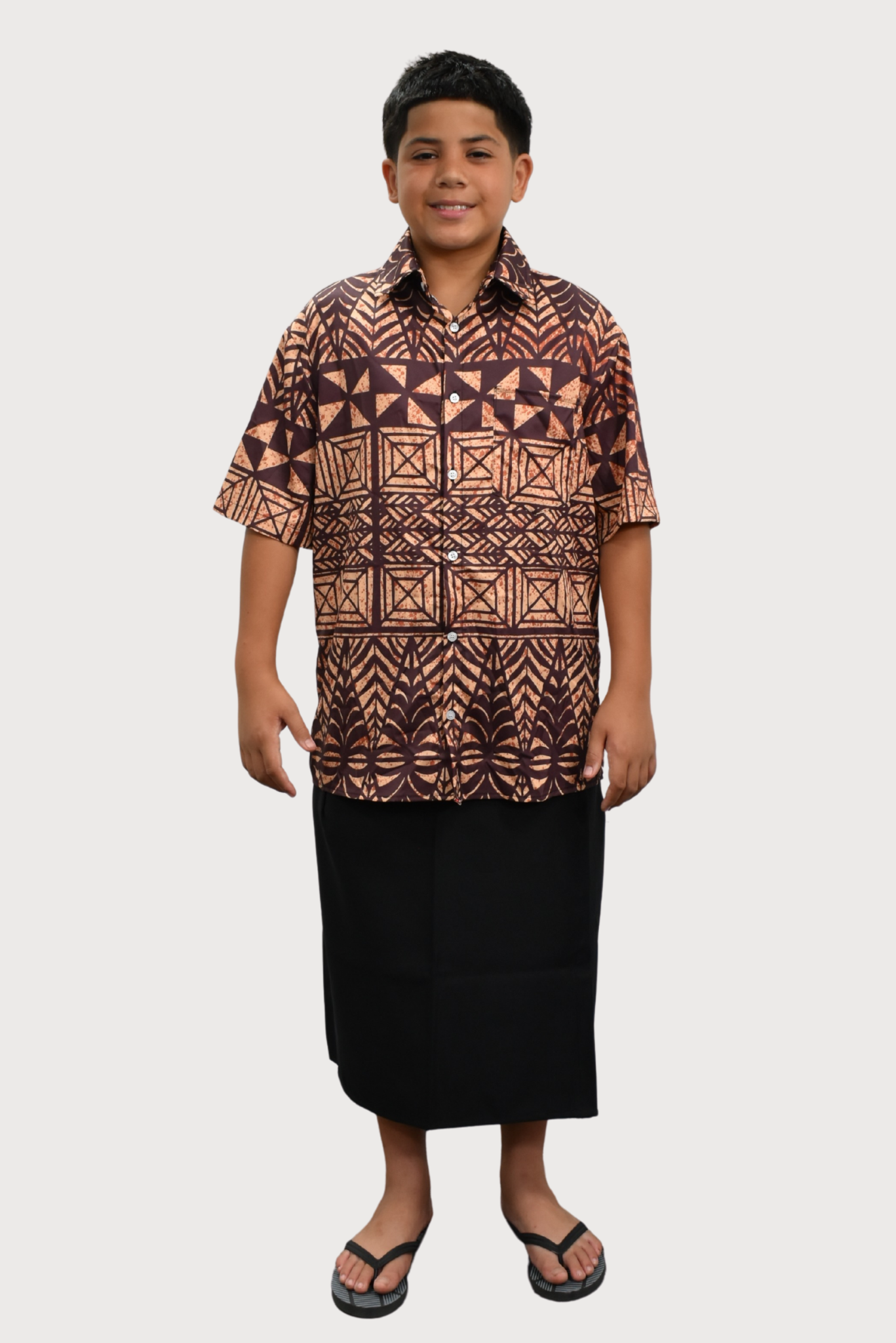 BOYS SHIRT - COLLARED SHIRT - BROWN