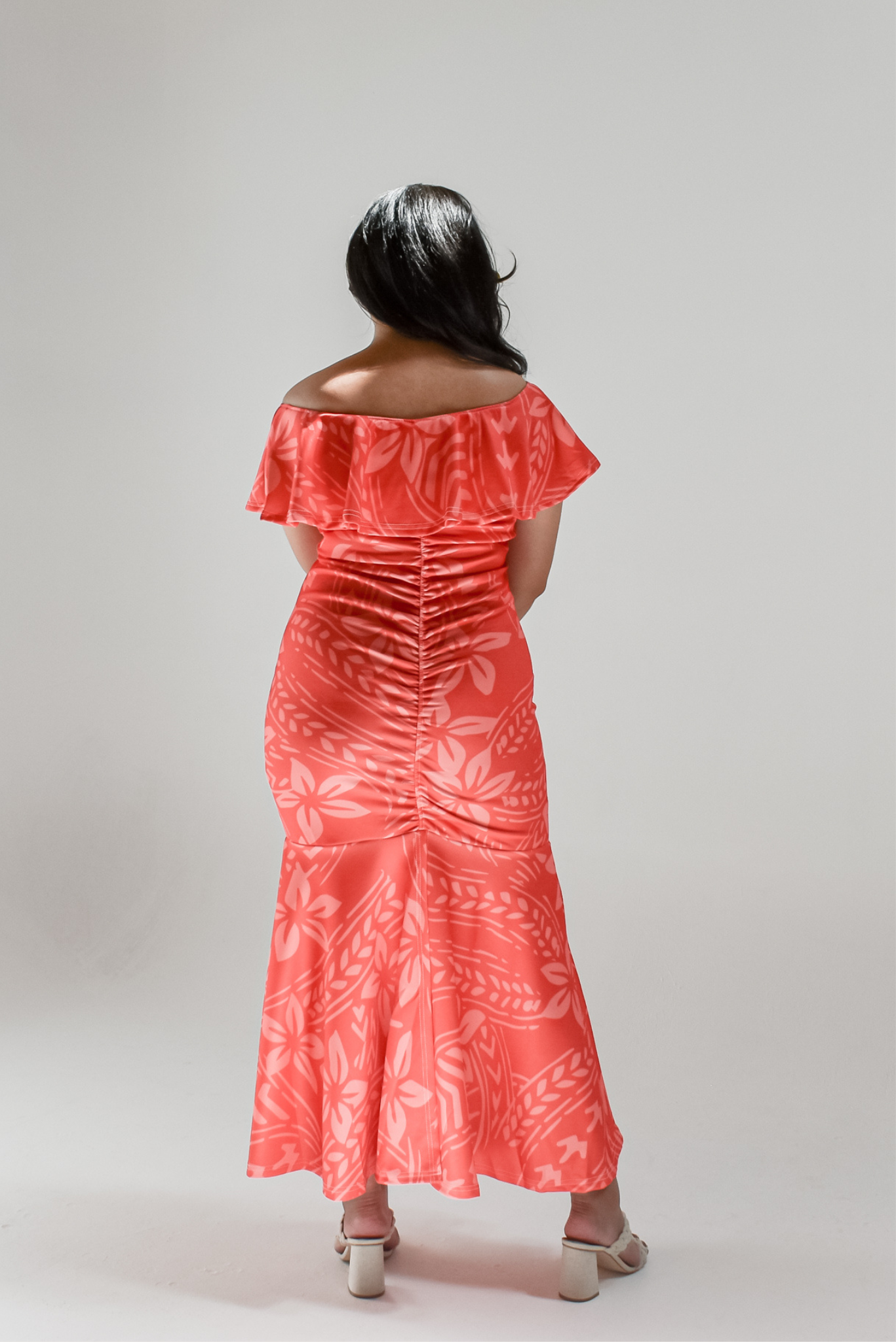 MAMANA DRESS - OFF SHOULDER FRILL MAXI - RED