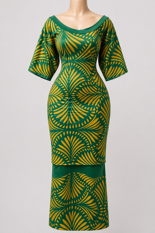 GREEN & GOLD PULETASI - SIZE 18