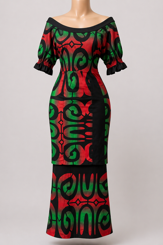 Black, Green & RED Puletasi Size 14