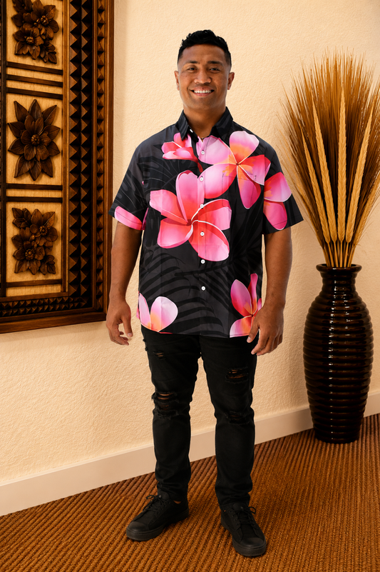 FELETI SHIRT - FORMAL BUTTON UP SHIRT - BLACK & PINK