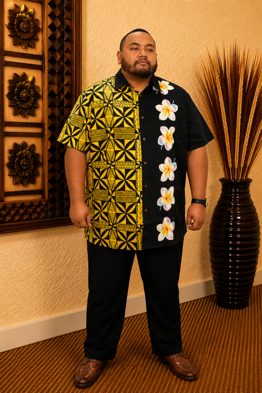 TAMA SHIRT - YELLOW AND BLACK COLLARED MENS SHIRT