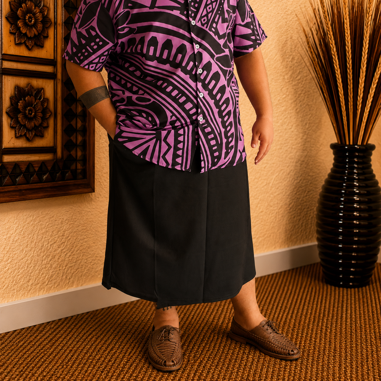 IE FAITAGA WITH POCKETS - BLACK/WHITE