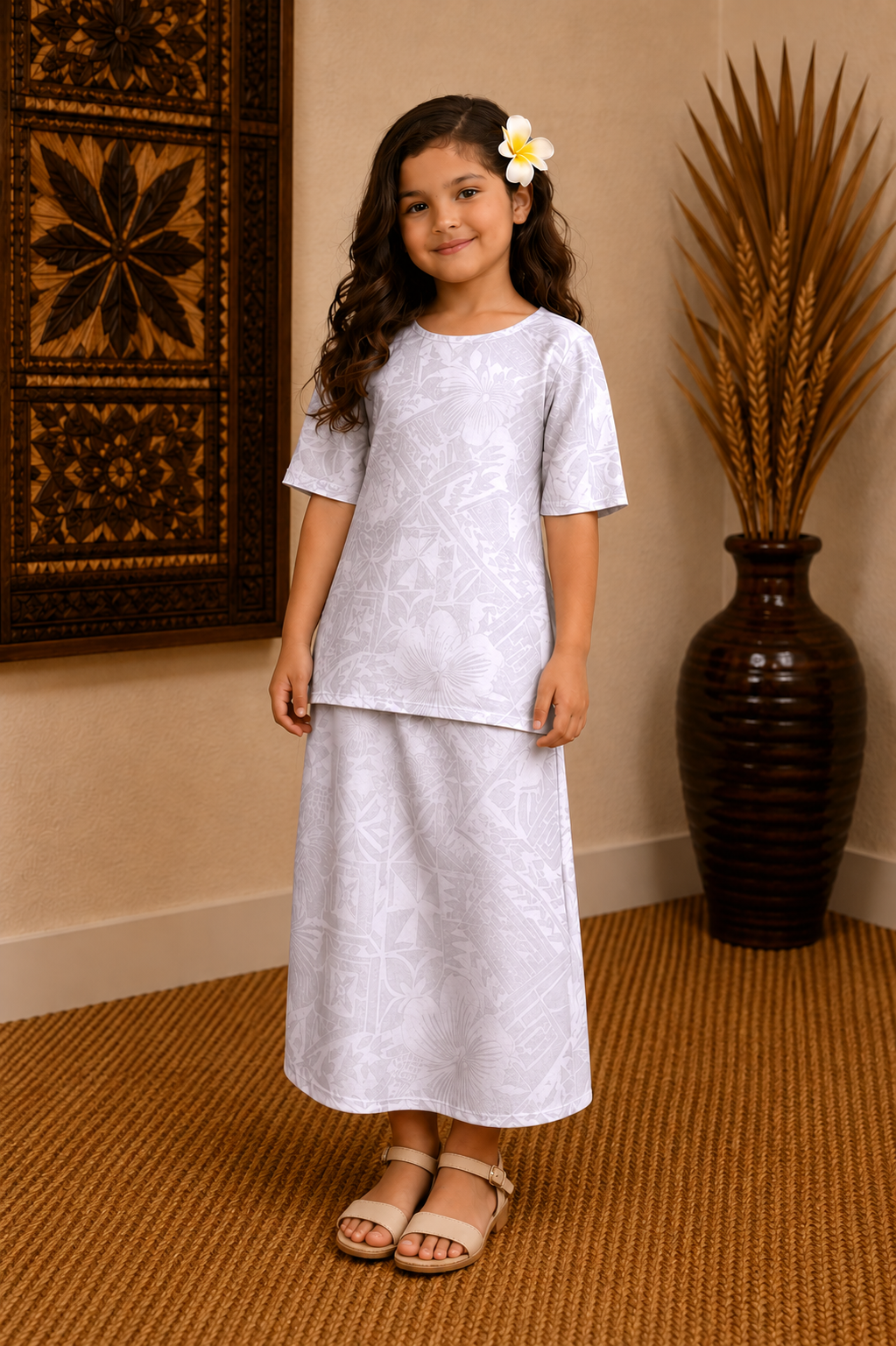 NERIDA GIRLS PULETASI - TWO PEICE - WHITE FLORAL