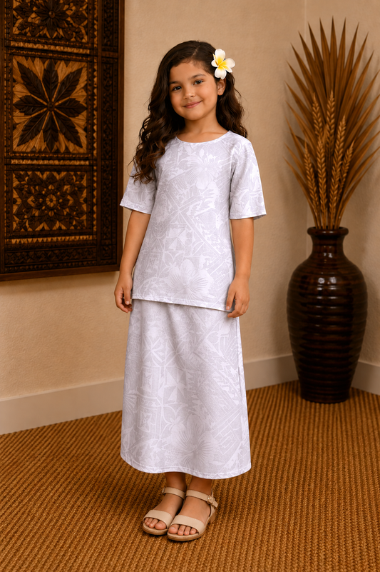 NERIDA GIRLS PULETASI - TWO PEICE - WHITE FLORAL