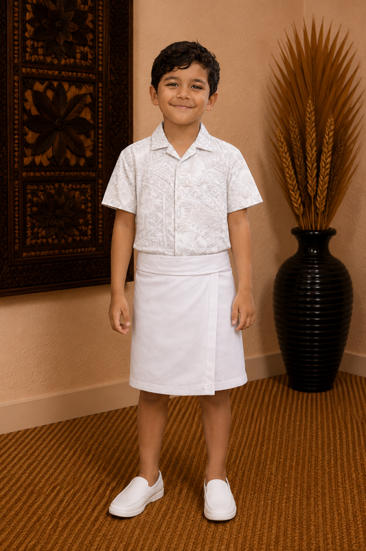 NATHAN BOYS SHIRT - COLLARED SHIRT - WHITE FLORAL