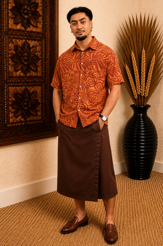 ESEKIA SHIRT - COLLARED BUTTON UP - BROWN