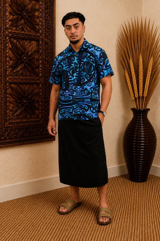 LEVI SHIRT - COLLARED BUTTON UP -  BLUE & BLACK