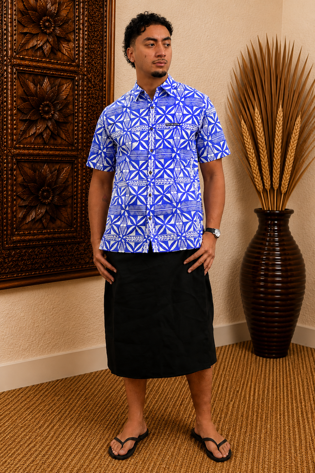 CHRISTIAN SHIRT - COLLARED BUTTON UP - BLUE & WHITE