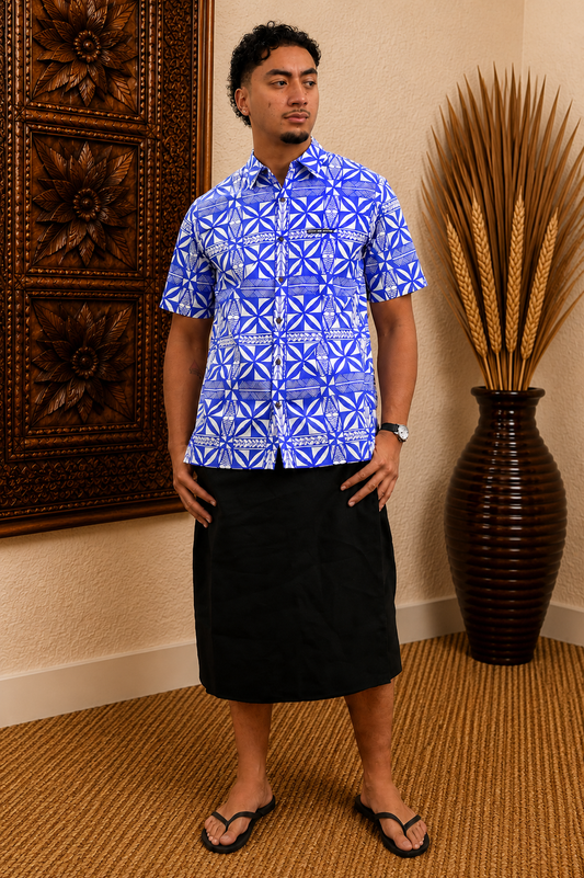 CHRISTIAN SHIRT - COLLARED BUTTON UP - BLUE & WHITE