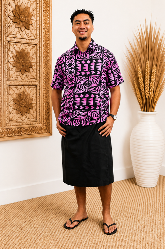 SHIRT - COLLARED BUTTON UP - PURPLE & BLACK