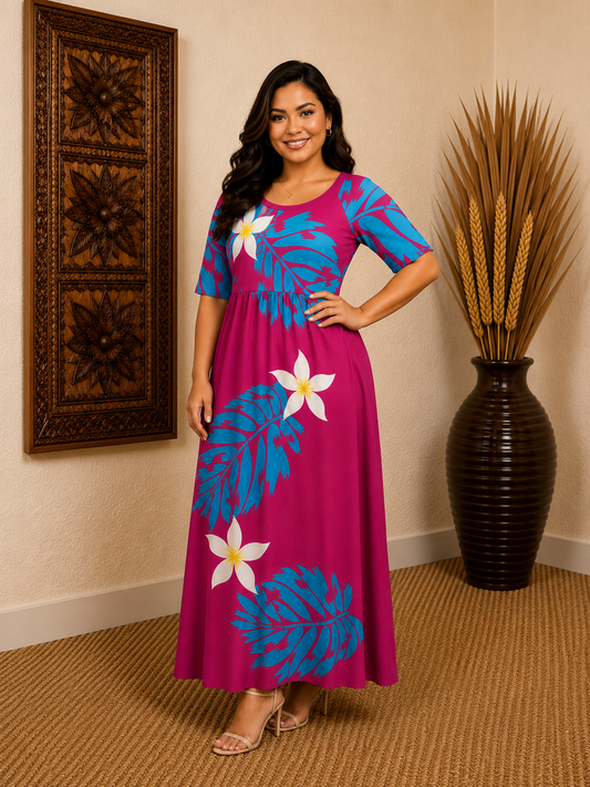 REINA DRESS - HIGH WAISTED MAXI DRESS - PINK FLORAL