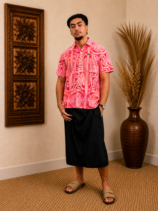 XANDER SHIRT - COLLARED BUTTON UP - PINK & RED
