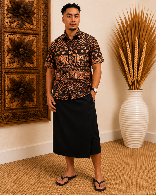 SHIRT - COLLARED BUTTON UP - BROWN