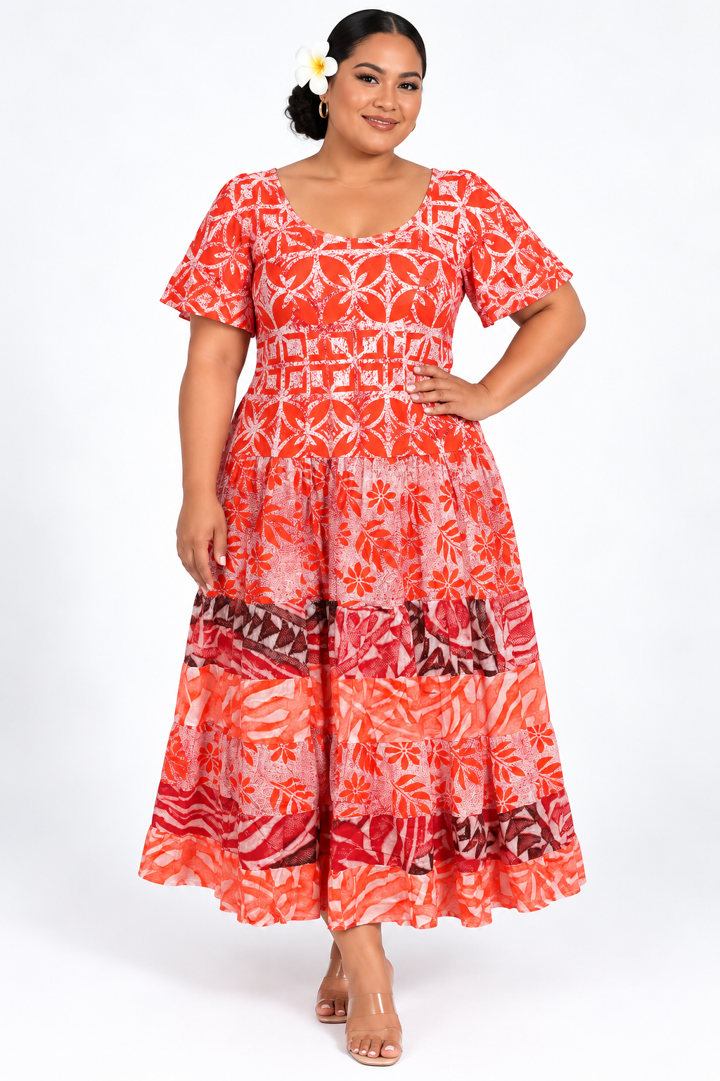 Orange Red Layered Dress Size 16