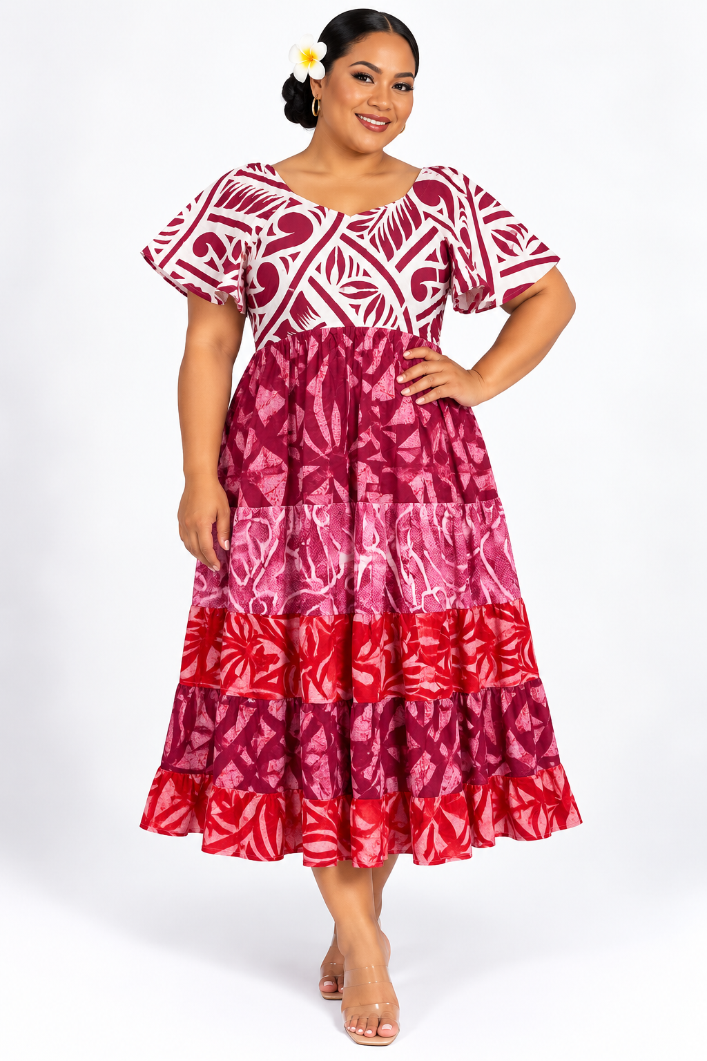 Burgundy Pink Layered Dress Size 14