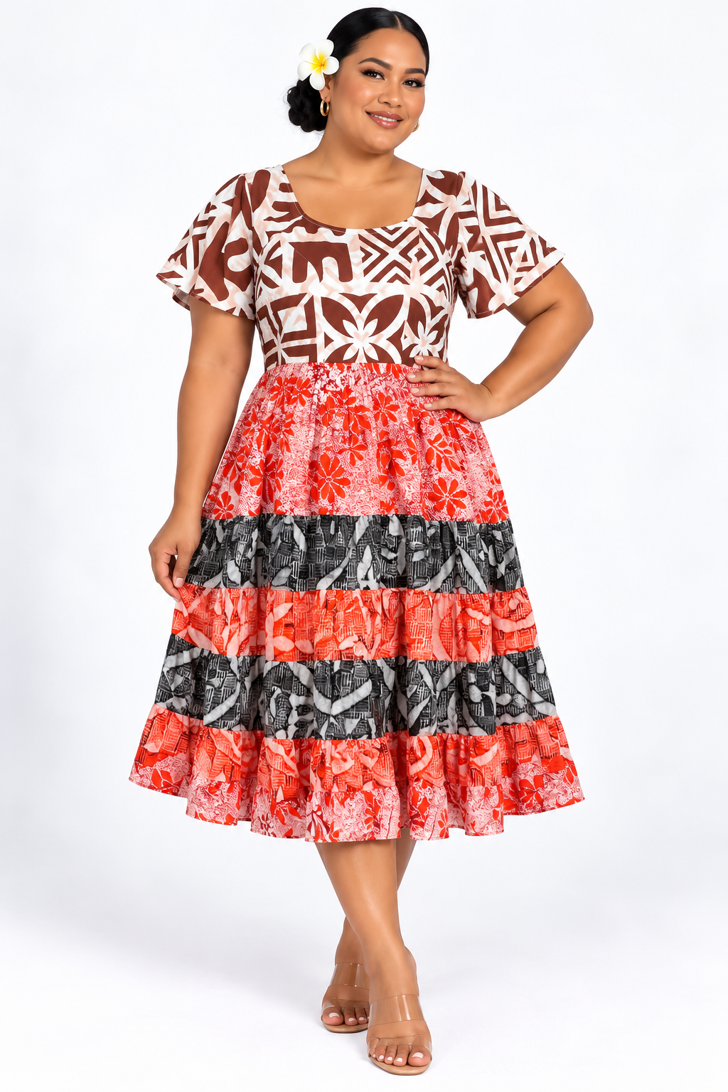 Brown Orange Layered Dress Size 12