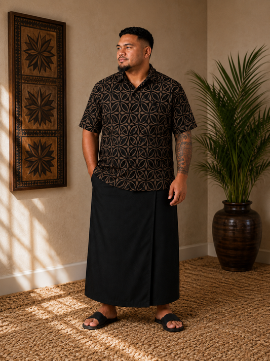 (PRE-ORDER) MENS COLLARED SHIRT - BROWN & BLACK