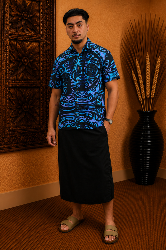 LEVI SHIRT - COLLARED BUTTON UP -  BLUE & BLACK
