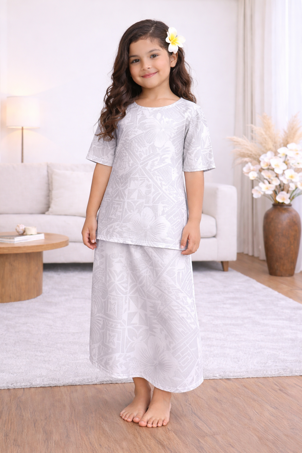 NERIDA GIRLS PULETASI - TWO PEICE - WHITE FLORAL