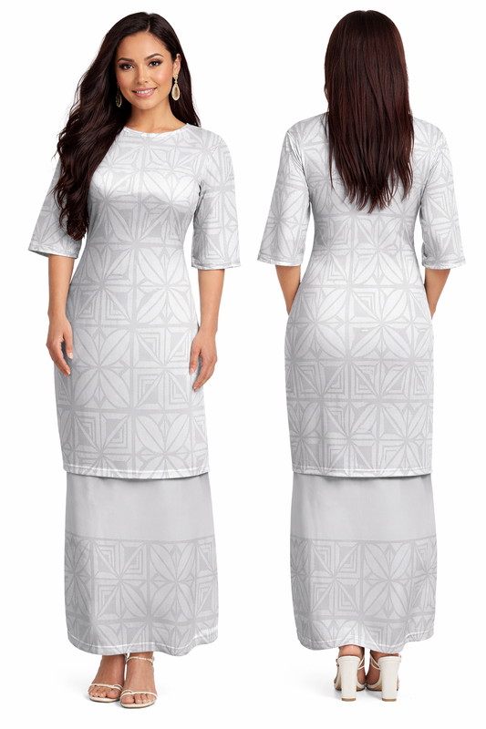 NERIDA PULETASI - ROUND NECK PULETASI - WHITE PATTERN