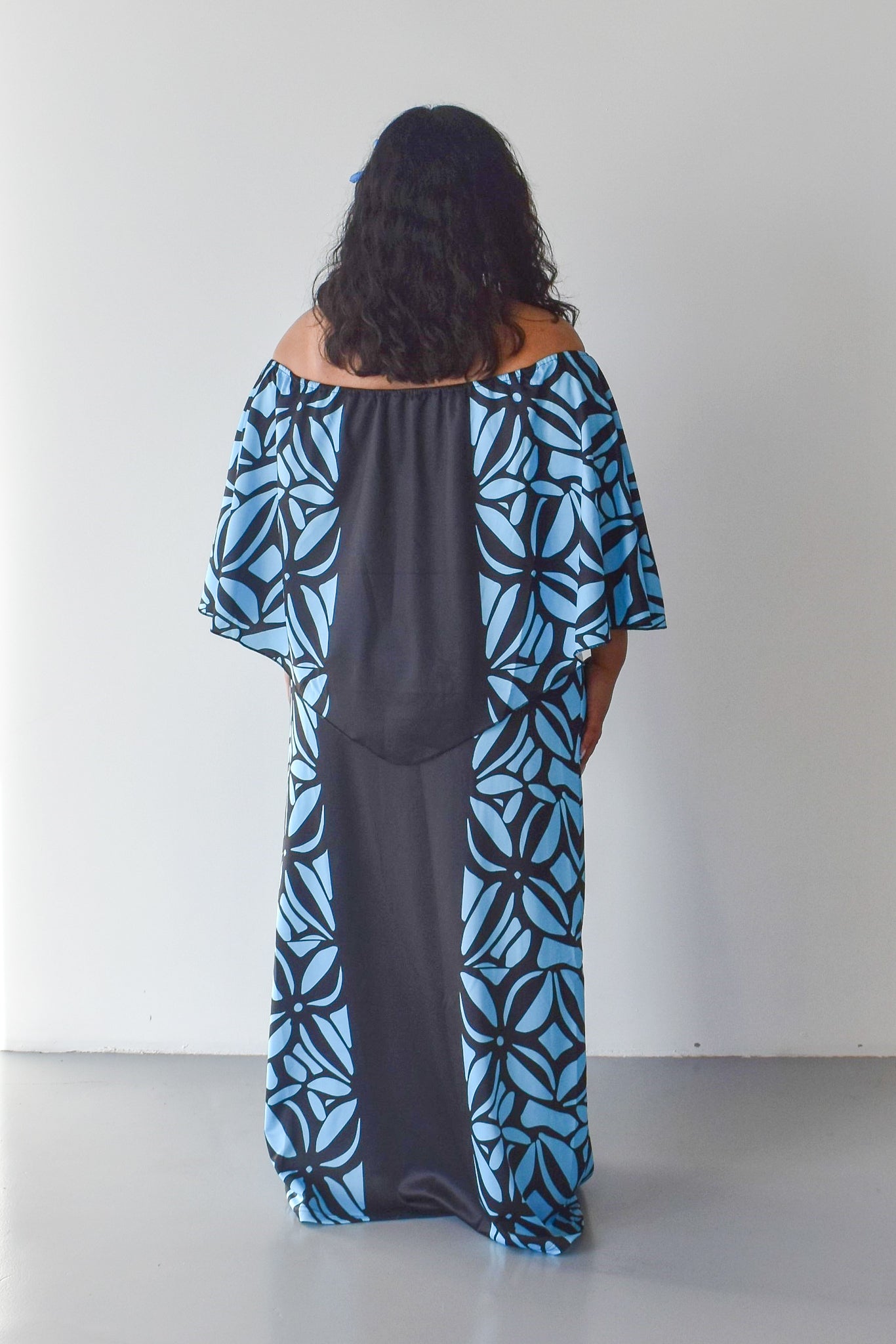 DIANA DRESS - CAPE DESIGN - BLUE & BLACK