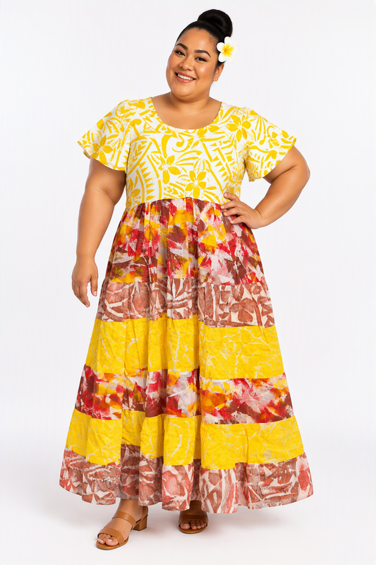Yellow & Red Layered Dress Size 22
