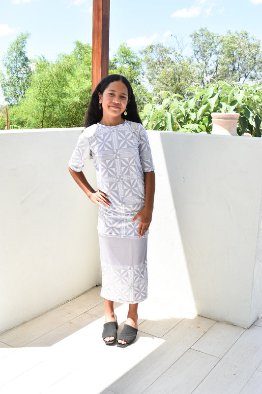 MASINA GIRLS PULETASI - TWO PIECE OUTFIT - GREY & WHITE