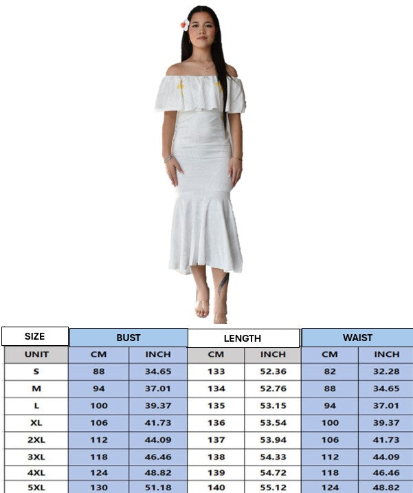 (PRE-ORDER) GOLD TIARE - OFF SHOULDER FRILL DRESS - GOLD & WHITE
