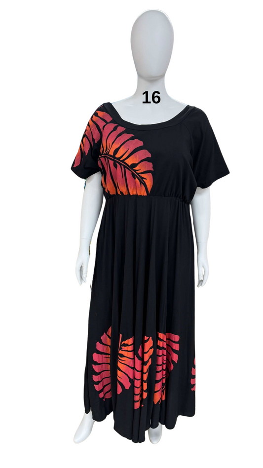 BLACK & RED HIGH WAISTED DRESS - SIZE 16