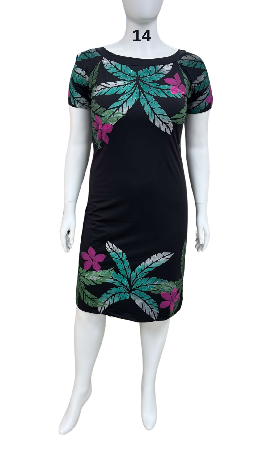 BLACK FLORAL ISLAND DRESS - SIZE 14