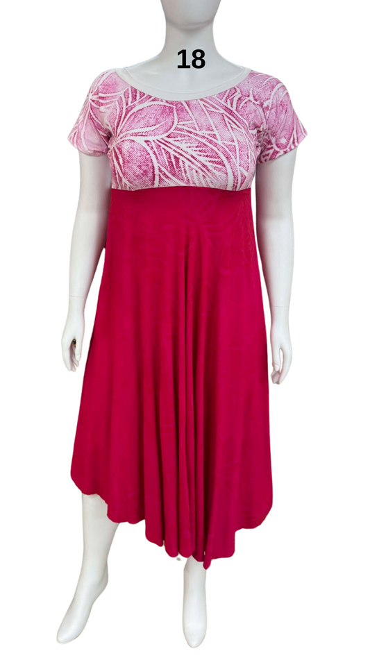 WHITE & PINK HIGH WAISTED DRESS - SIZE 18