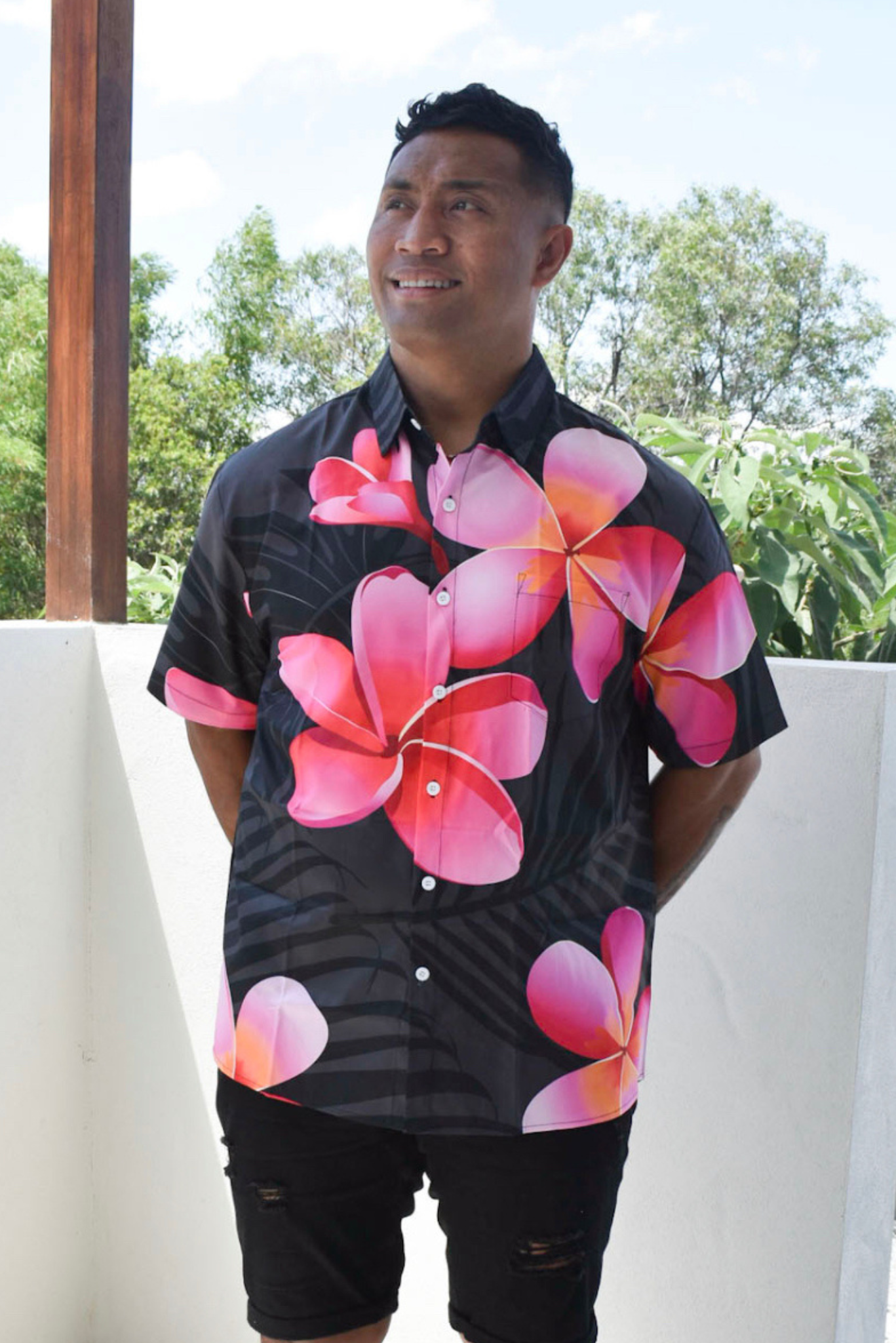 FELETI SHIRT - FORMAL BUTTON UP SHIRT - BLACK & PINK