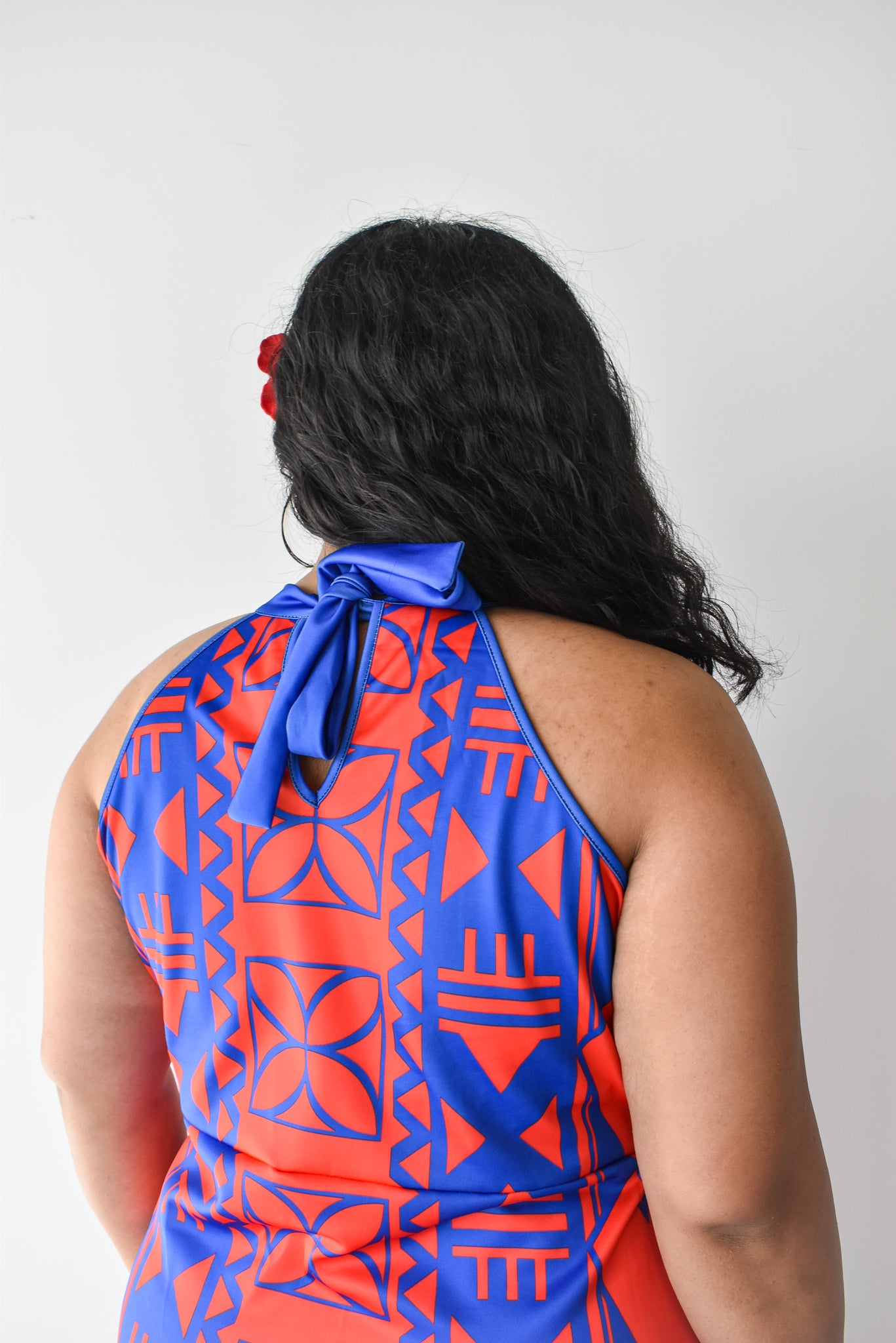 MALIA DRESS - HALTER MAXI DRESS - RED & BLUE