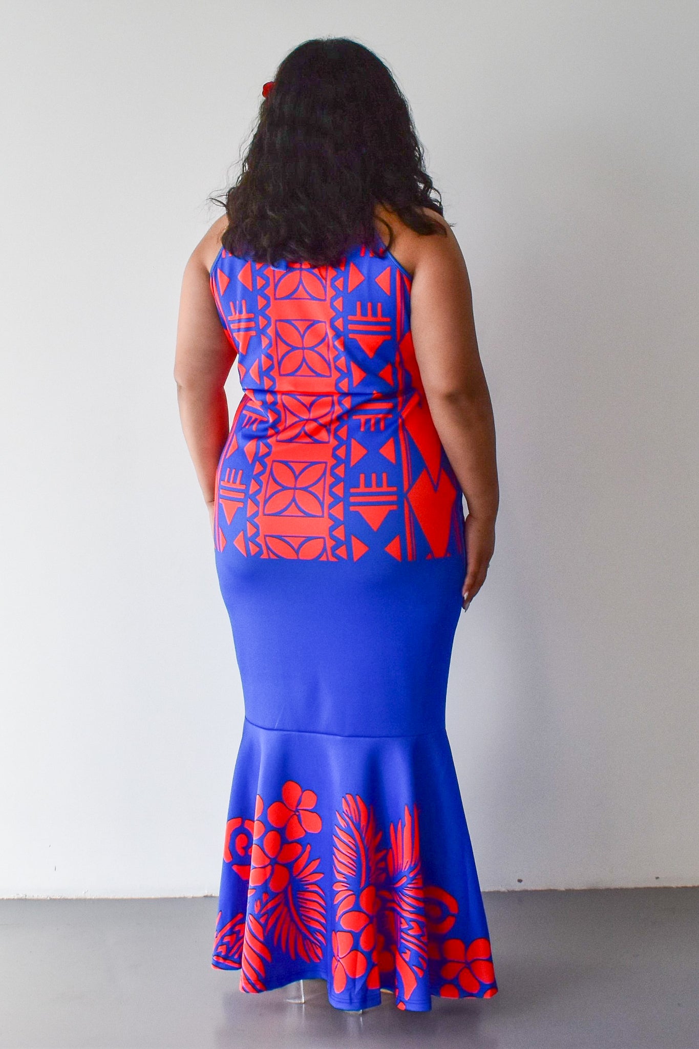 MALIA DRESS - HALTER MAXI DRESS - RED & BLUE