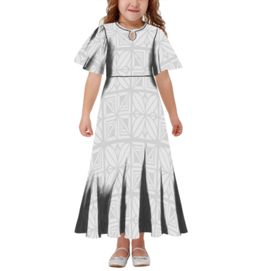 NERIDA GIRLS DRESS - FLOWY DRESS - WHITE PATTERN
