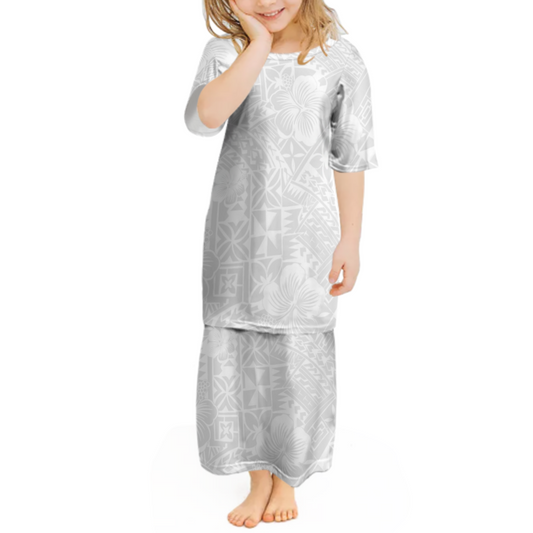 NERIDA GIRLS PULETASI - TWO PEICE - WHITE FLORAL