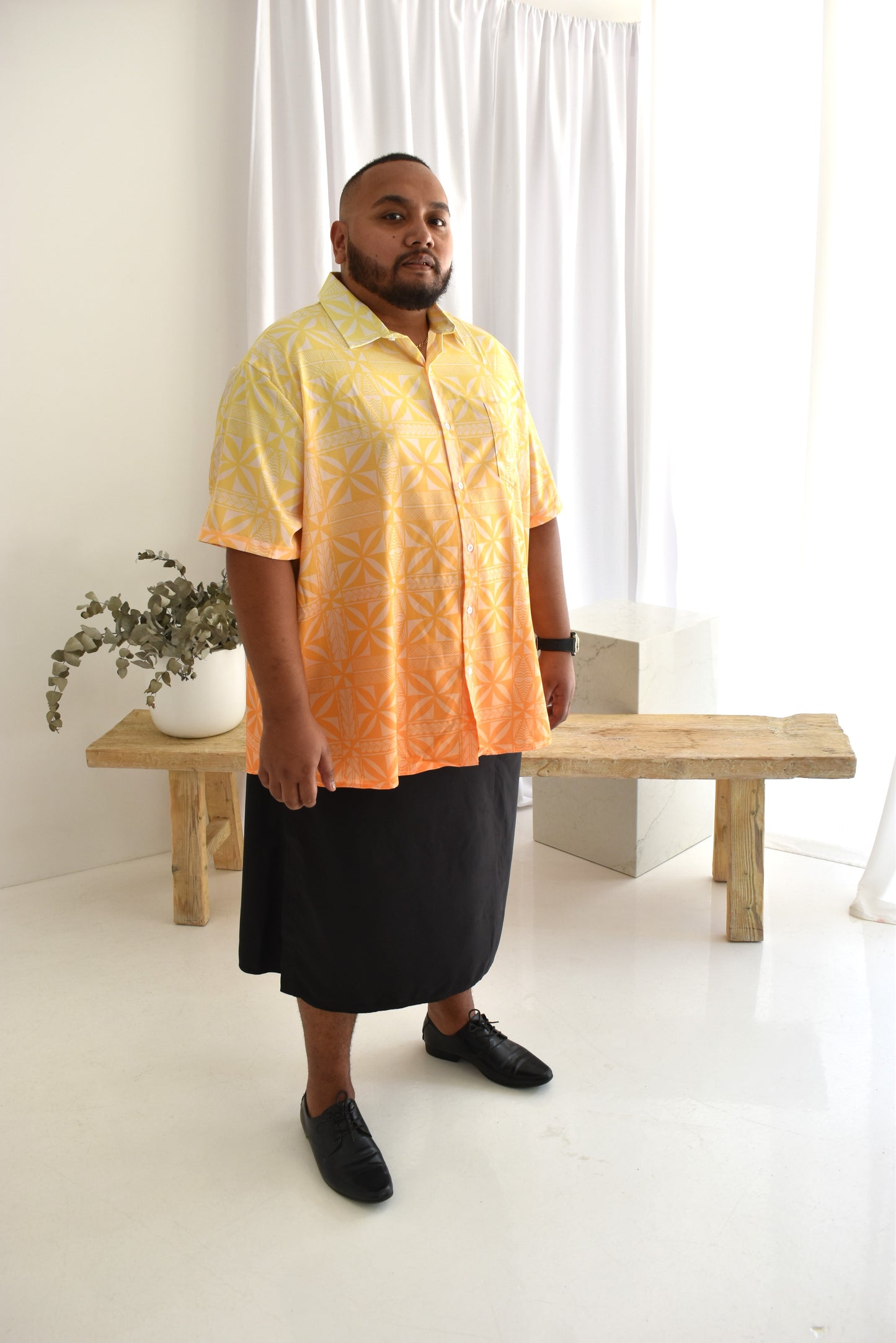 (PRE-ORDER) MENS SHIRT - COLLARED BUTTON UP - OMBRÉ YELLOW