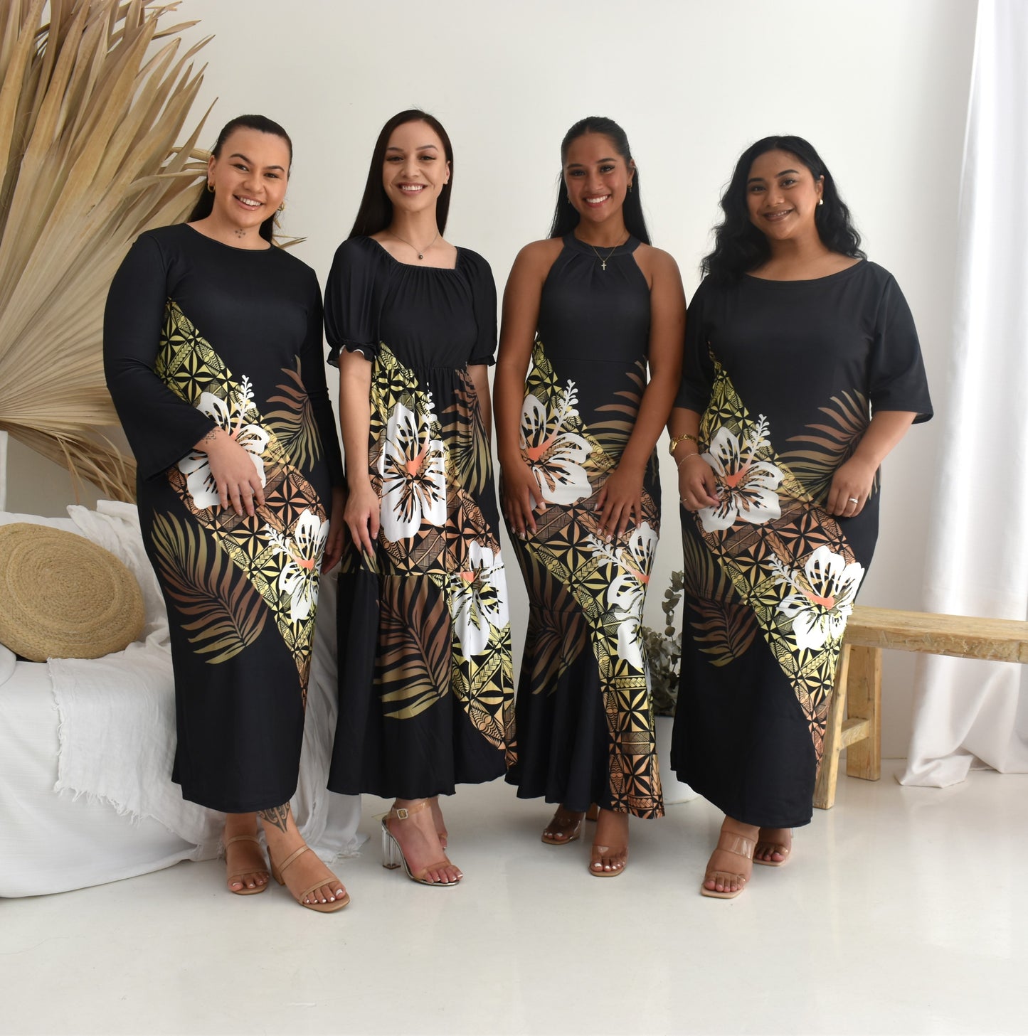 TANIA DRESS - HALTER MAXI DRESS - BLACK & GOLD