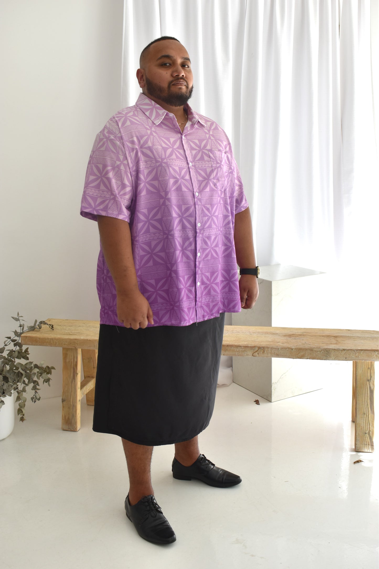 (PRE-ORDER) MENS SHIRT - COLLARED BUTTON UP - OMBRÉ PURPLE